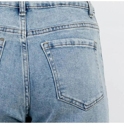 Дамски дънки със светъл деним и флорална бродерия | колекция есен-зима 6Sense