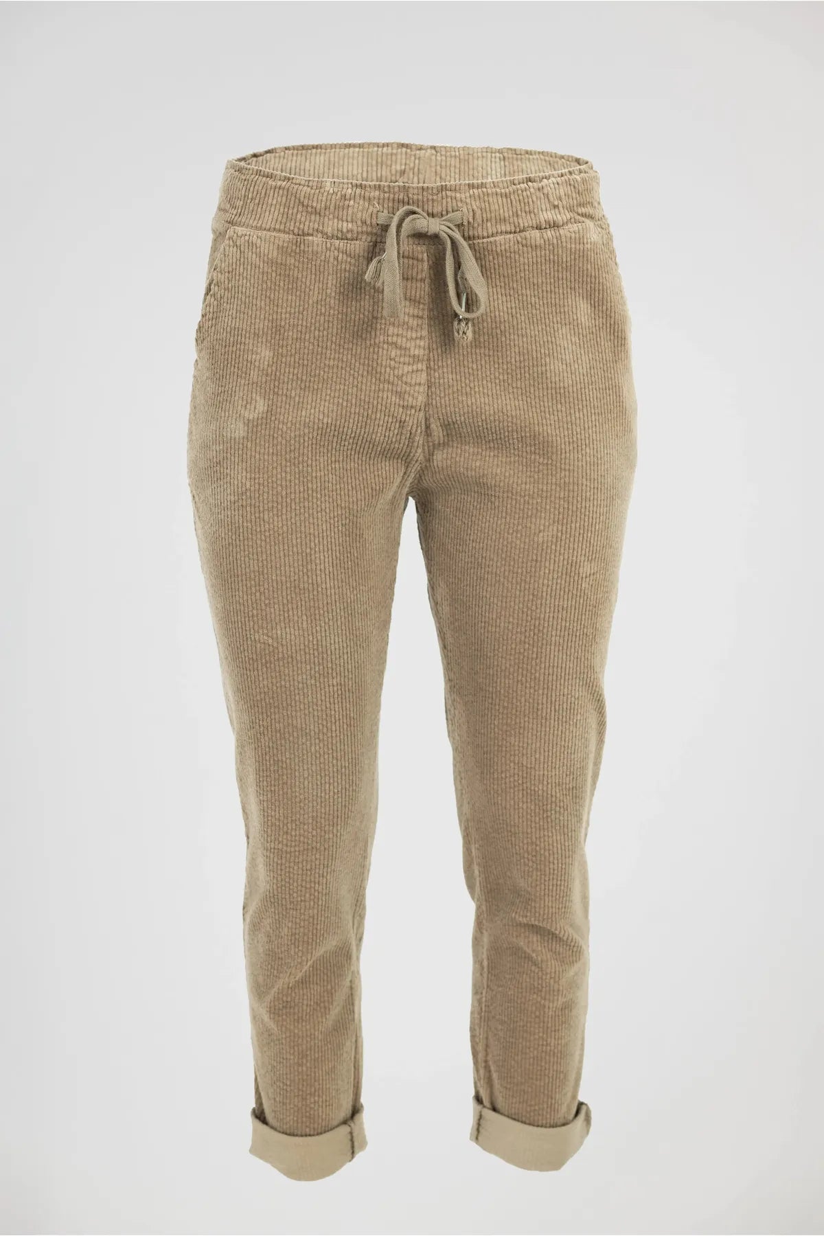 Дамски джинси - Sand Cord – бежов кадифен комфорт-джинси-6Sense