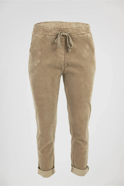 Дамски джинси - Sand Cord – бежов кадифен комфорт-джинси-6Sense