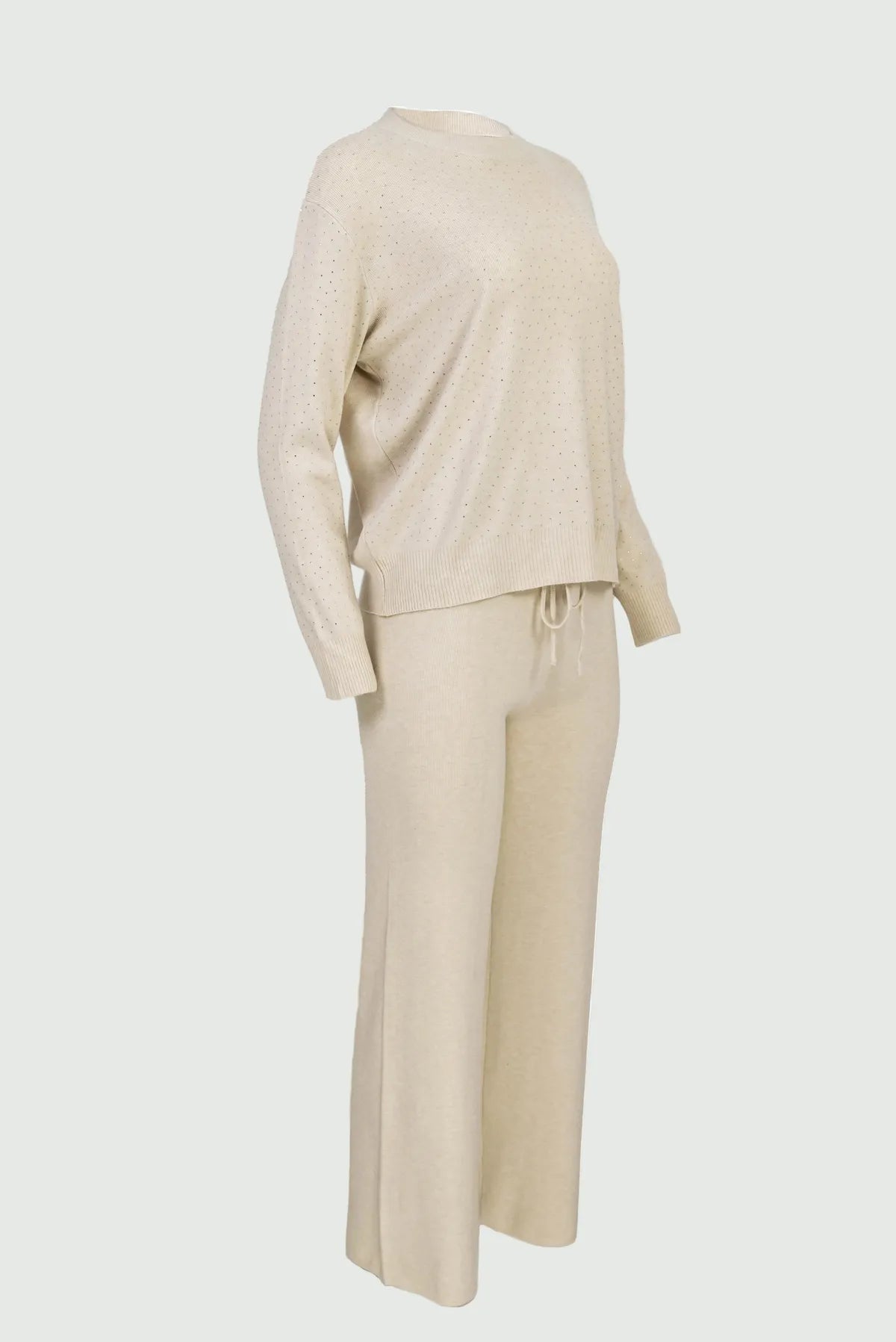 Дамски комплект от фино плетиво в нежно бежово - Layla-комплекти-6Sense