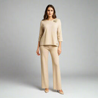 Дамски комплект - Капучино с 3D роза | колекция есен-зима 6Sense