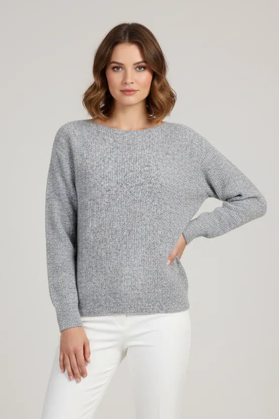 Дамски пуловер Soft Rib Classic – светлосив-пуловери-6Sense