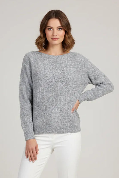 Дамски пуловер Soft Rib Classic – светлосив-пуловери-6Sense