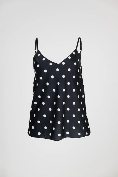 Дамски сатенен топ на точки - Polka Chic-потник-6Sense
