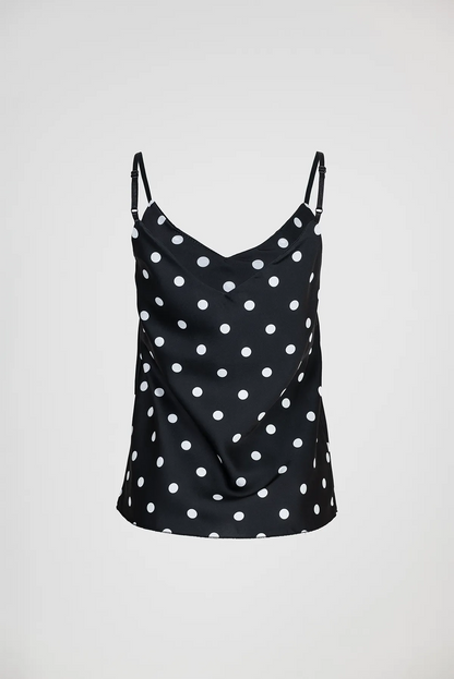 Дамски сатенен топ на точки - Polka Chic-потник-6Sense
