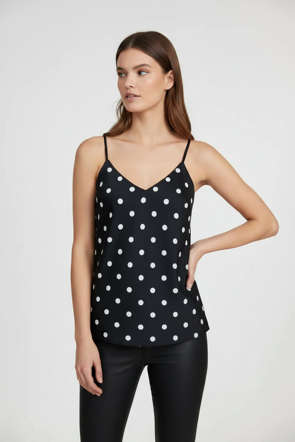 Дамски сатенен топ на точки - Polka Chic-потник-6Sense