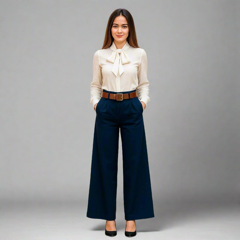 Дамски широк панталон с колан – стил и свобода на движение 6Sense