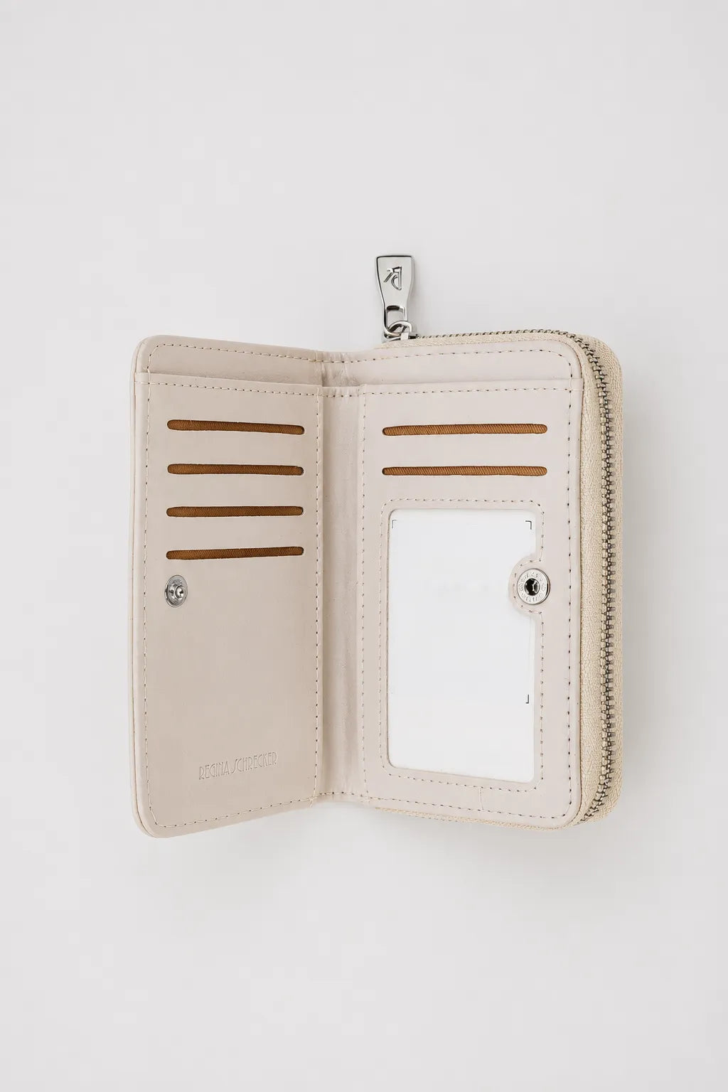 Дамско портмоне от еко кожа с цип екрю – Ivory Compact-портмоне-6Sense