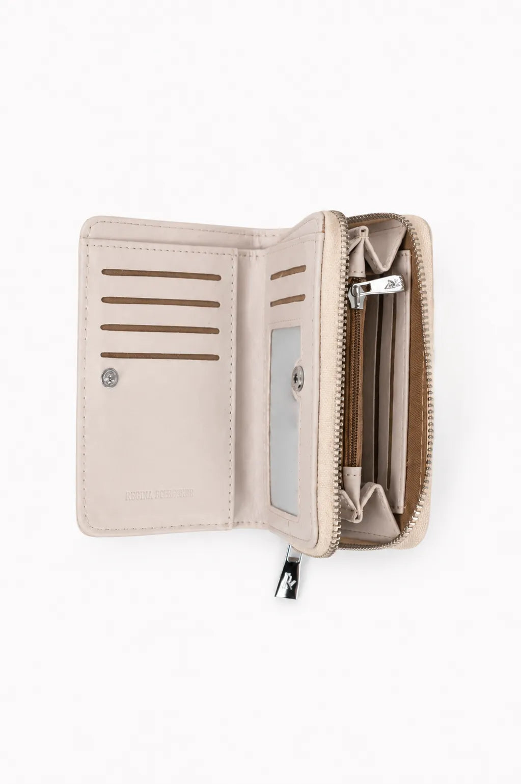 Дамско портмоне от еко кожа с цип екрю – Ivory Compact-портмоне-6Sense