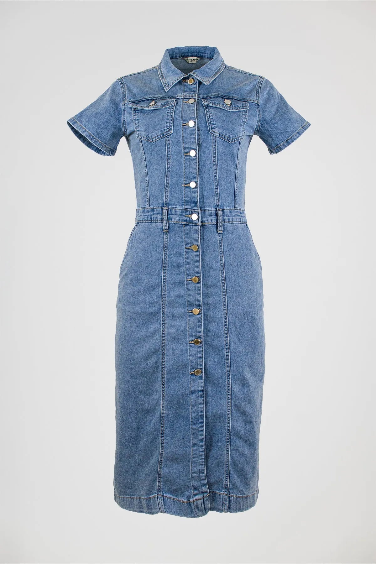 Дънкова рокля Denim Grace - с копчета-рокли-6Sense