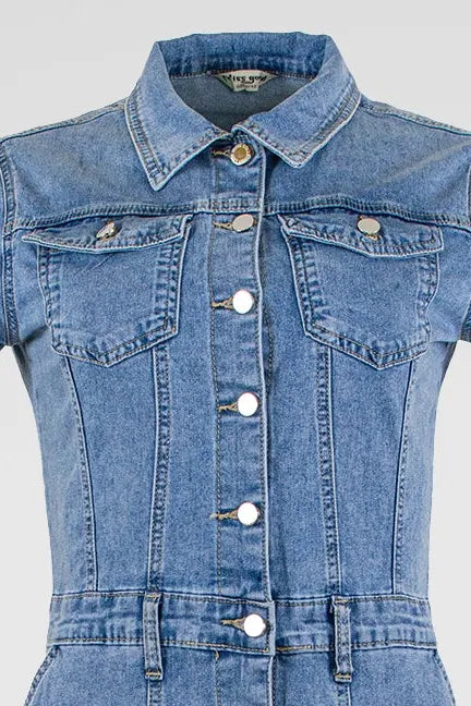 Дънкова рокля Denim Grace - с копчета-рокли-6Sense