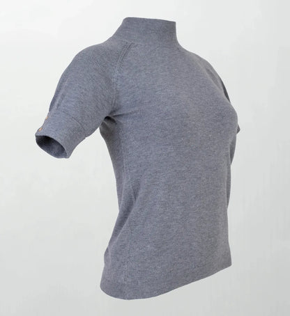 Фин пуловер с полу-поло яка и къс ръкав - Mono Chic-блузи-6Sense