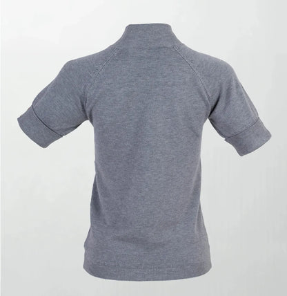 Фин пуловер с полу-поло яка и къс ръкав - Mono Chic-блузи-6Sense