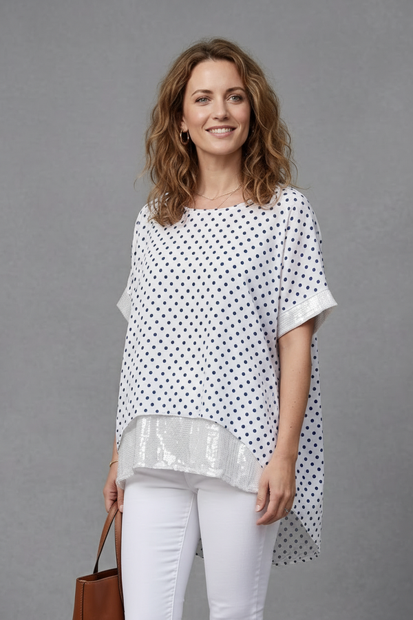 Ефирна туника на сини точки с подплата - Dot Breeze