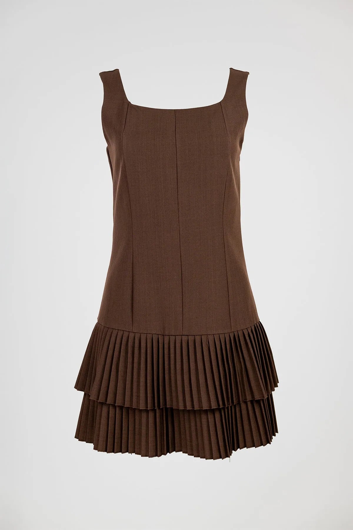 Кафява къса рокля с презрамки - Fiona-рокли-6Sense