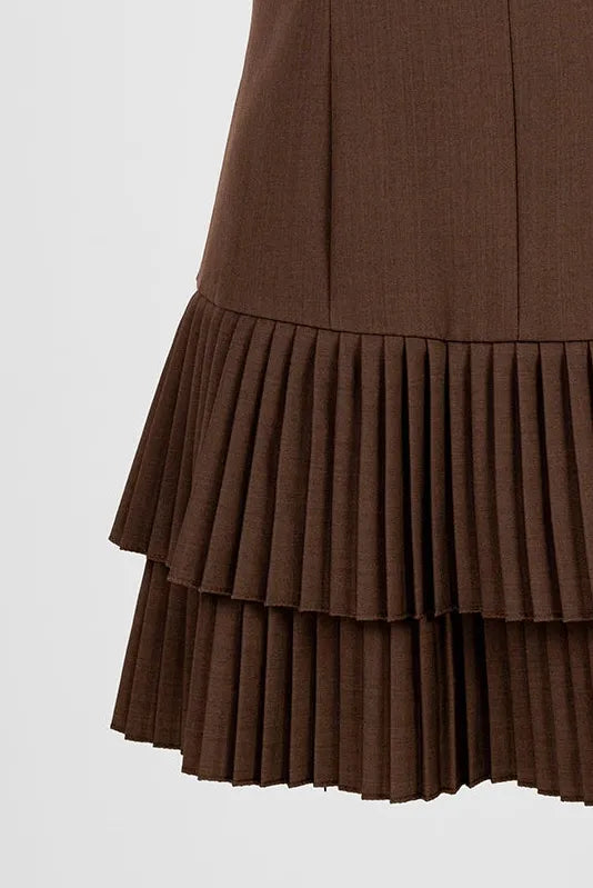 Кафява къса рокля с презрамки - Fiona-рокли-6Sense