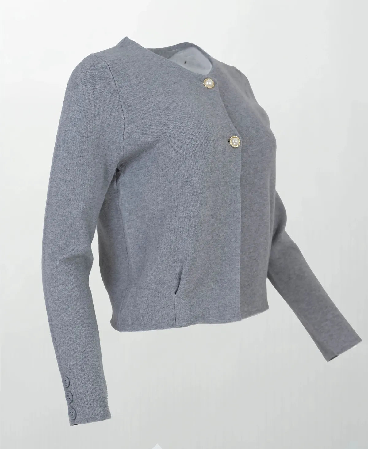 Къса сива жилетка - фино плетиво - City Pearl Cropped-жилетки-6Sense