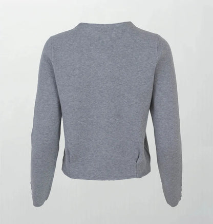 Къса сива жилетка - фино плетиво - City Pearl Cropped-жилетки-6Sense