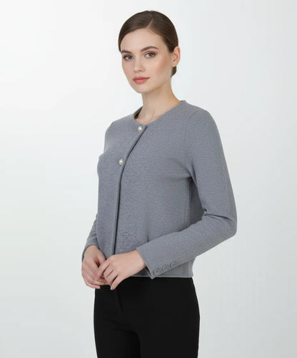 Къса сива жилетка - фино плетиво - City Pearl Cropped-жилетки-6Sense