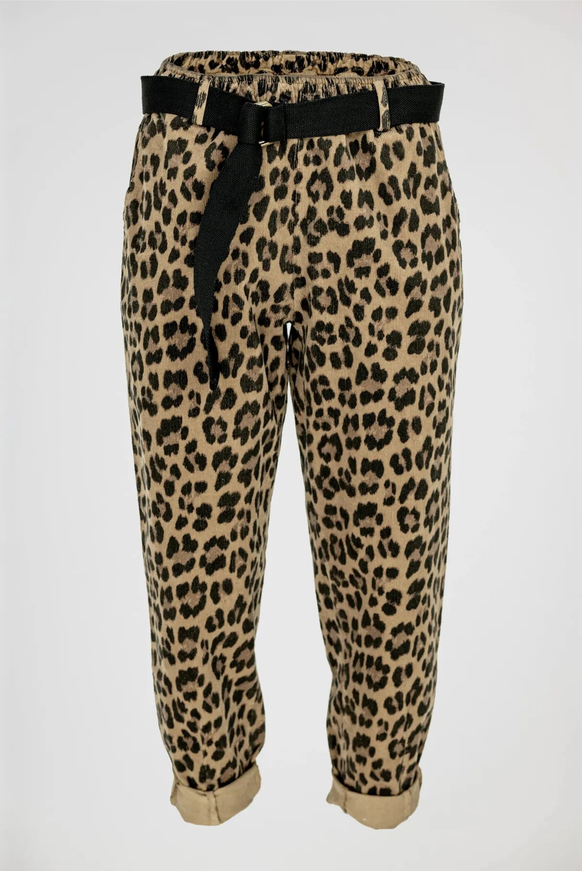 Леопардови дамски джинси от памук с еластан – Leopard Street-панталони-6Sense