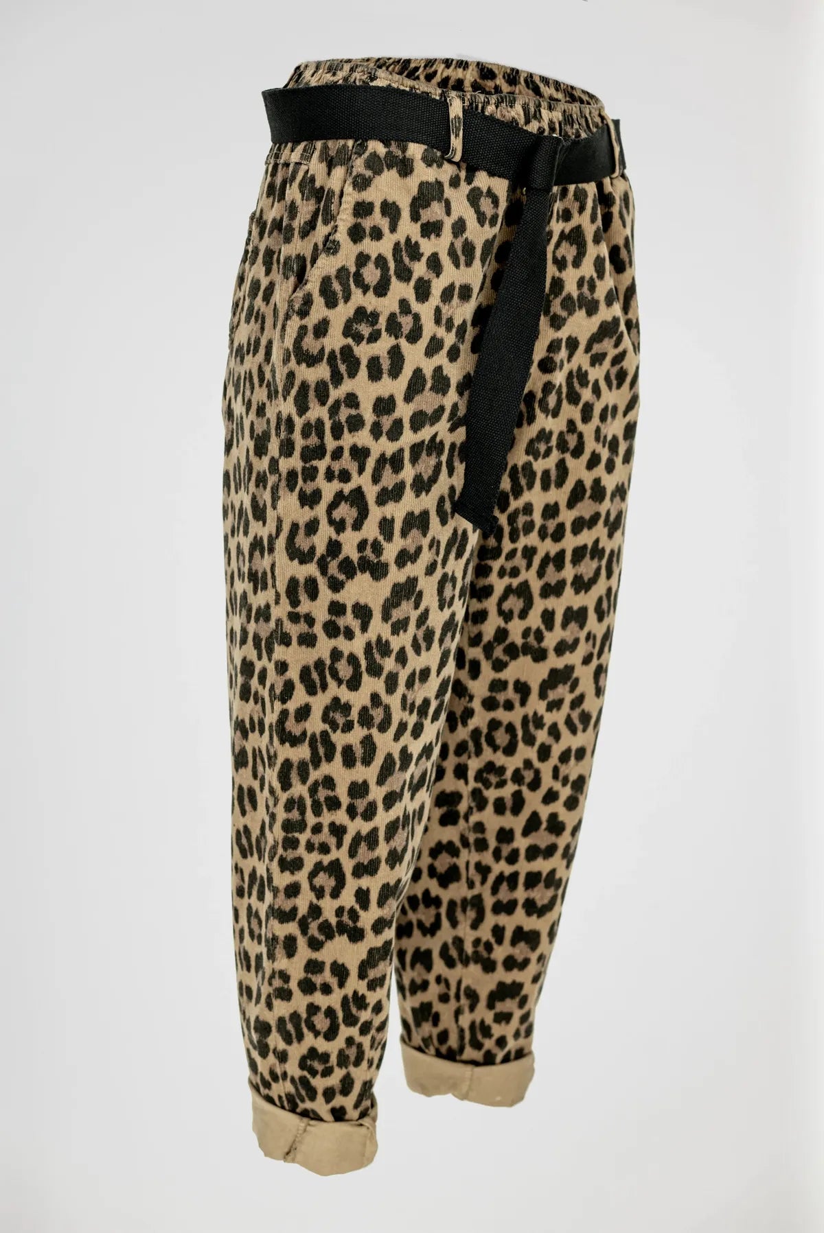 Леопардови дамски джинси от памук с еластан – Leopard Street-панталони-6Sense