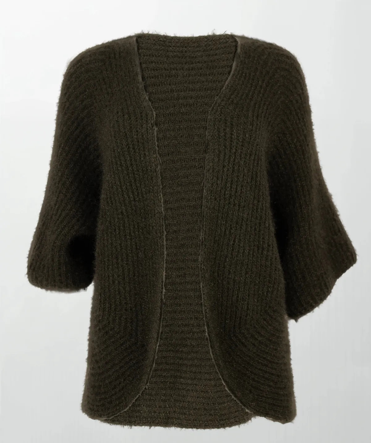 Пухкава плетена жилетка в цвят каки - Forest Cozy-жилетки-6Sense