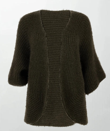 Пухкава плетена жилетка в цвят каки - Forest Cozy-жилетки-6Sense