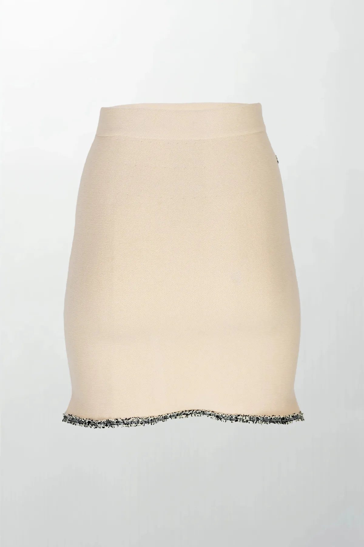 Бежова мини пола с декоративни копчета - "Chanelé Beige"-Поли-6Sense