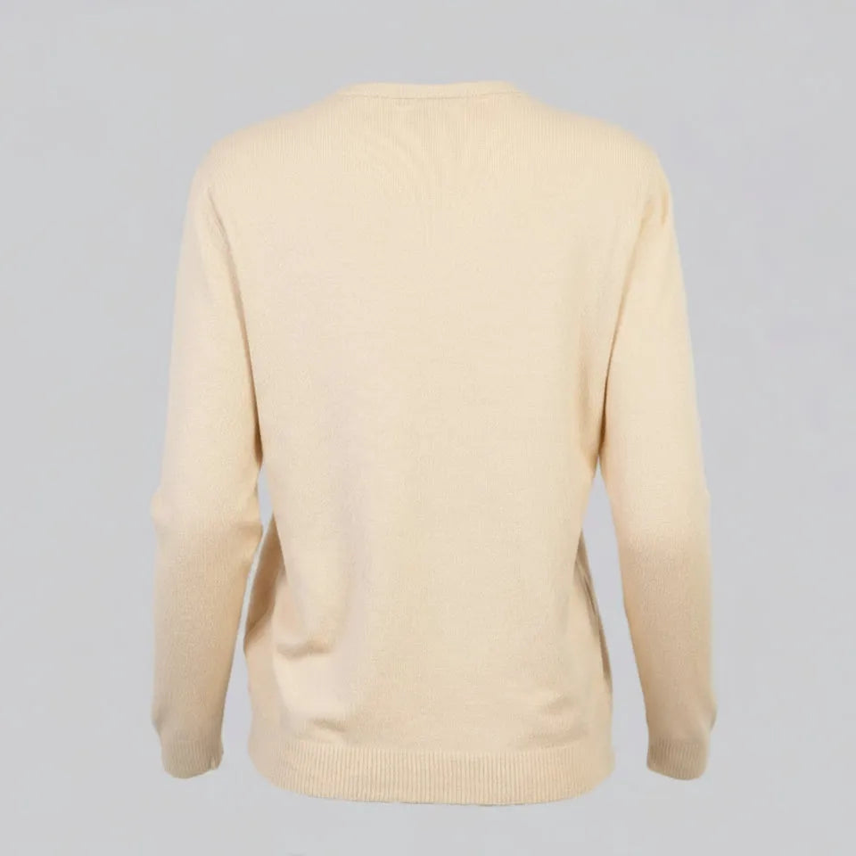 Бежова плетена блуза с леопардов акцент - Soft Mode-блузи-6Sense