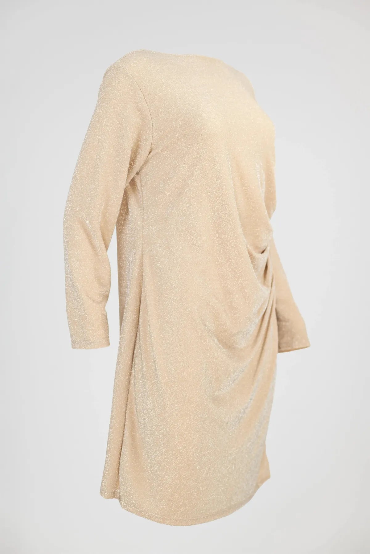 Бляскава рокля в цвят шампанско с набор - Champagne Drape-рокли-6Sense