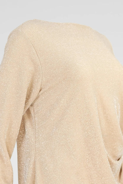 Бляскава рокля в цвят шампанско с набор - Champagne Drape-рокли-6Sense