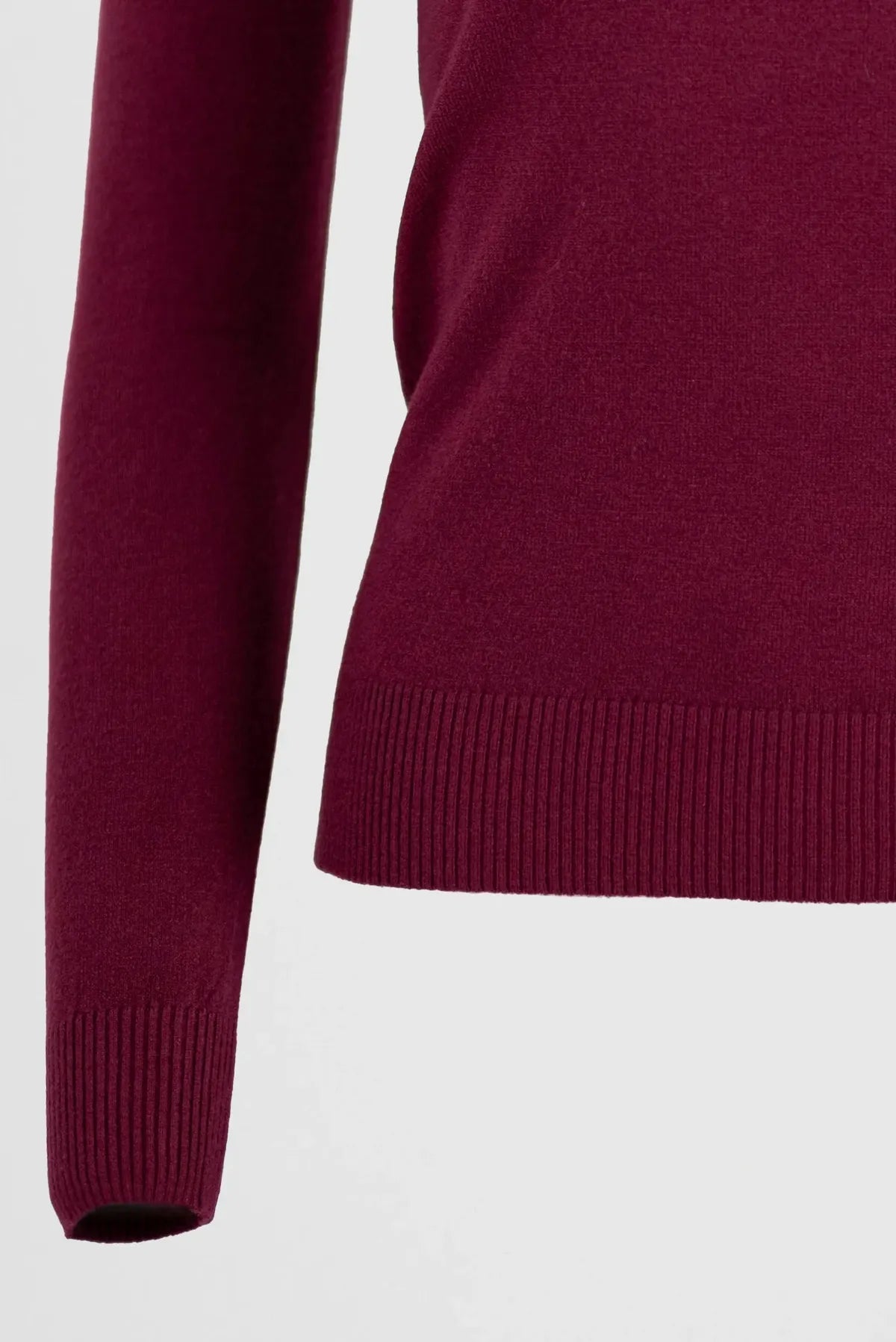 Бордо блуза от фино плетиво с полу-поло - Soft Mock-блузи-6Sense