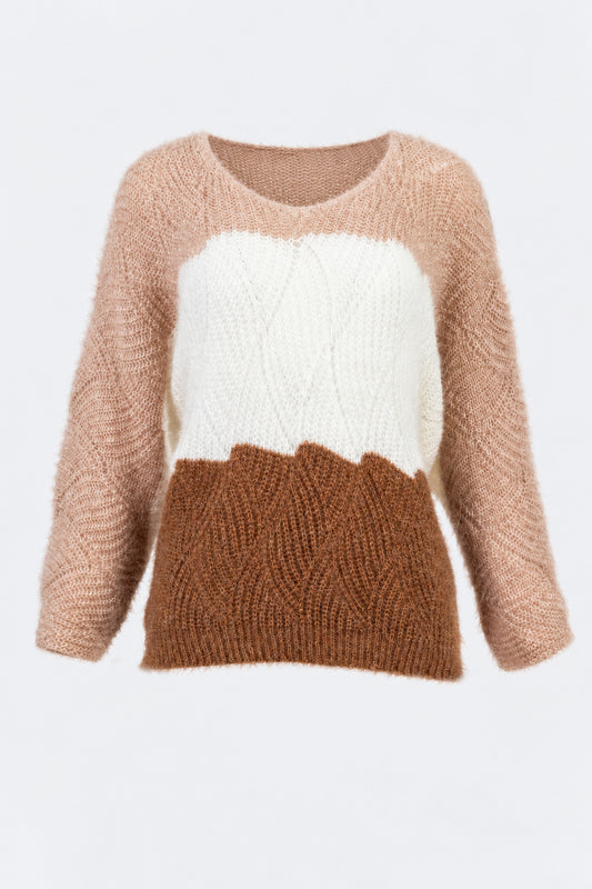 Дамски мохер пуловер трицветен – Tricolor Mohair