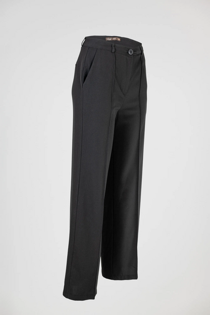 Черен дамски палацо панталон с широк крачол – Black Tailored Palazzo-панталони-6Sense