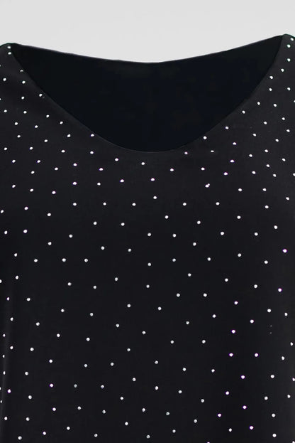 Черна блуза с фини блестящи камъни - Midnight Sparkle-блузи-6Sense