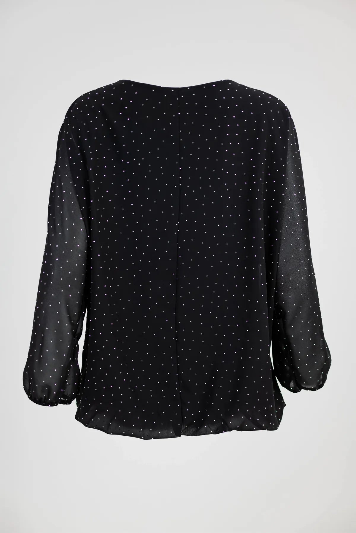 Черна блуза с фини блестящи камъни - Midnight Sparkle-блузи-6Sense