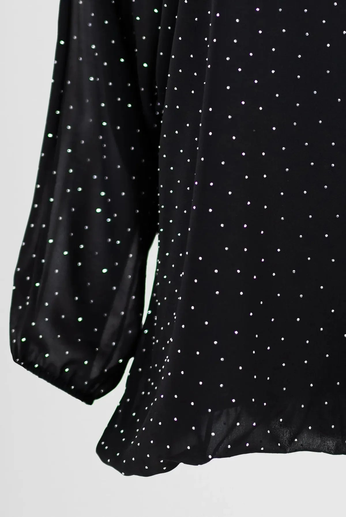 Черна блуза с фини блестящи камъни - Midnight Sparkle-блузи-6Sense