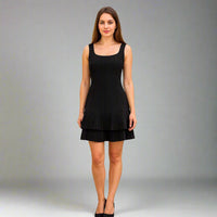 Черна къса рокля с презрамки | колекция есен-зима 6Sense