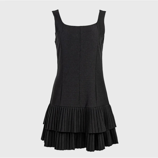 Черна къса рокля с презрамки - Little black dress-рокли-6Sense