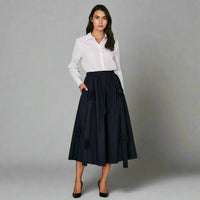 Черна миди пола с 3D рози | колекция есен-зима 6Sense