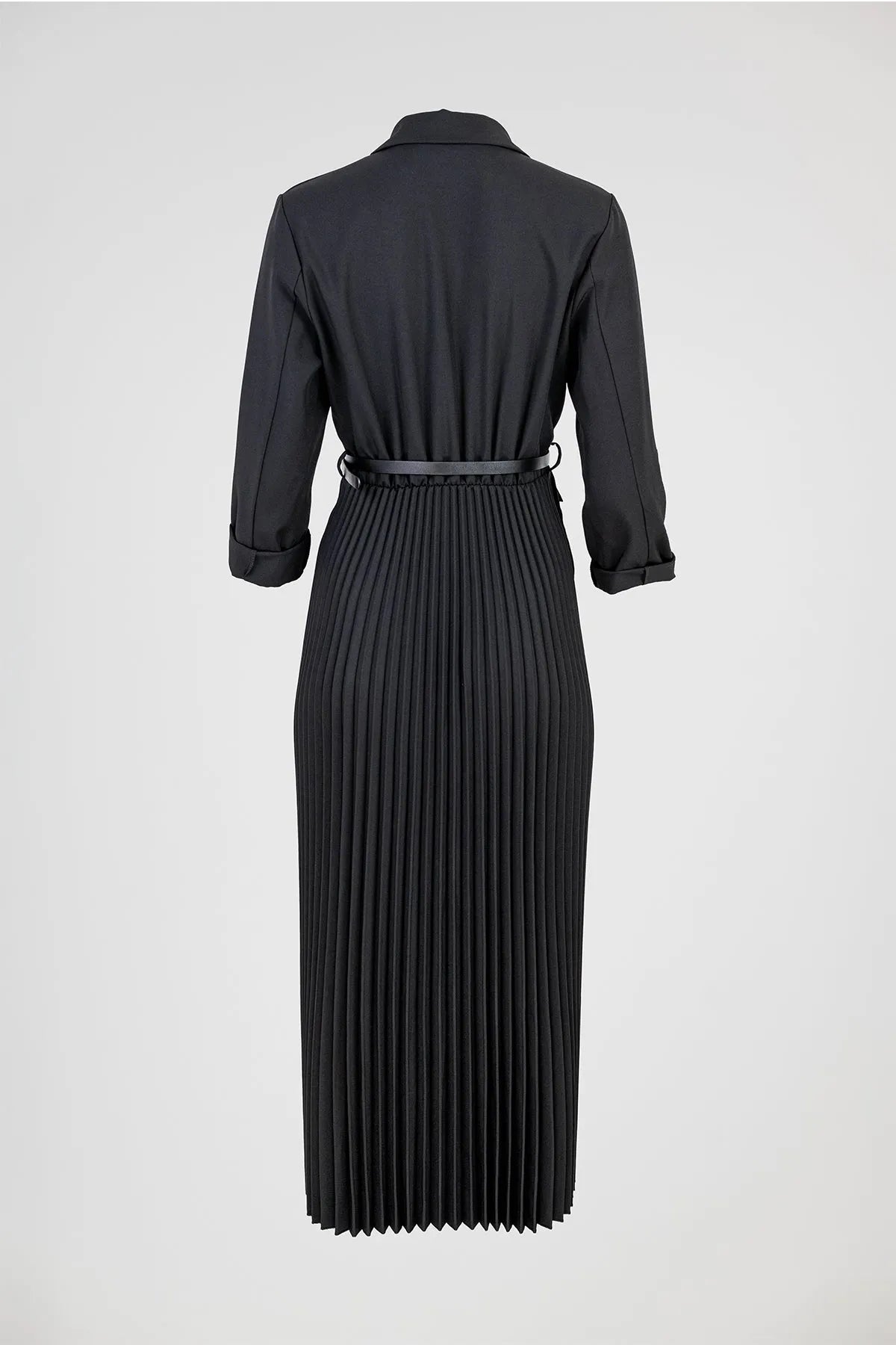 Черна рокля-сако с плисирана пола - Black Muse-рокли-6Sense