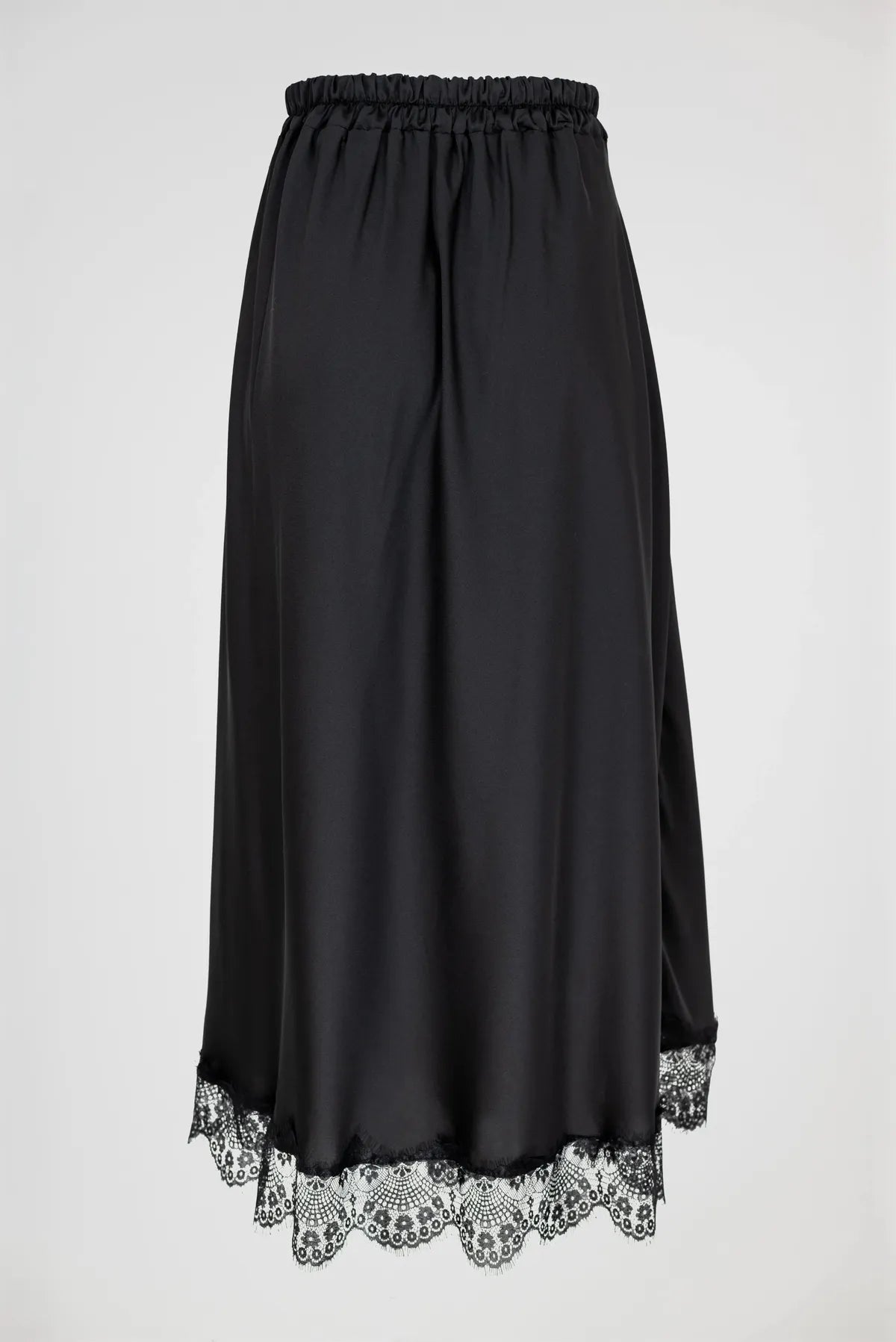 Дамска черна сатенена пола с дантела - Noir Velvet Lace-Поли-6Sense