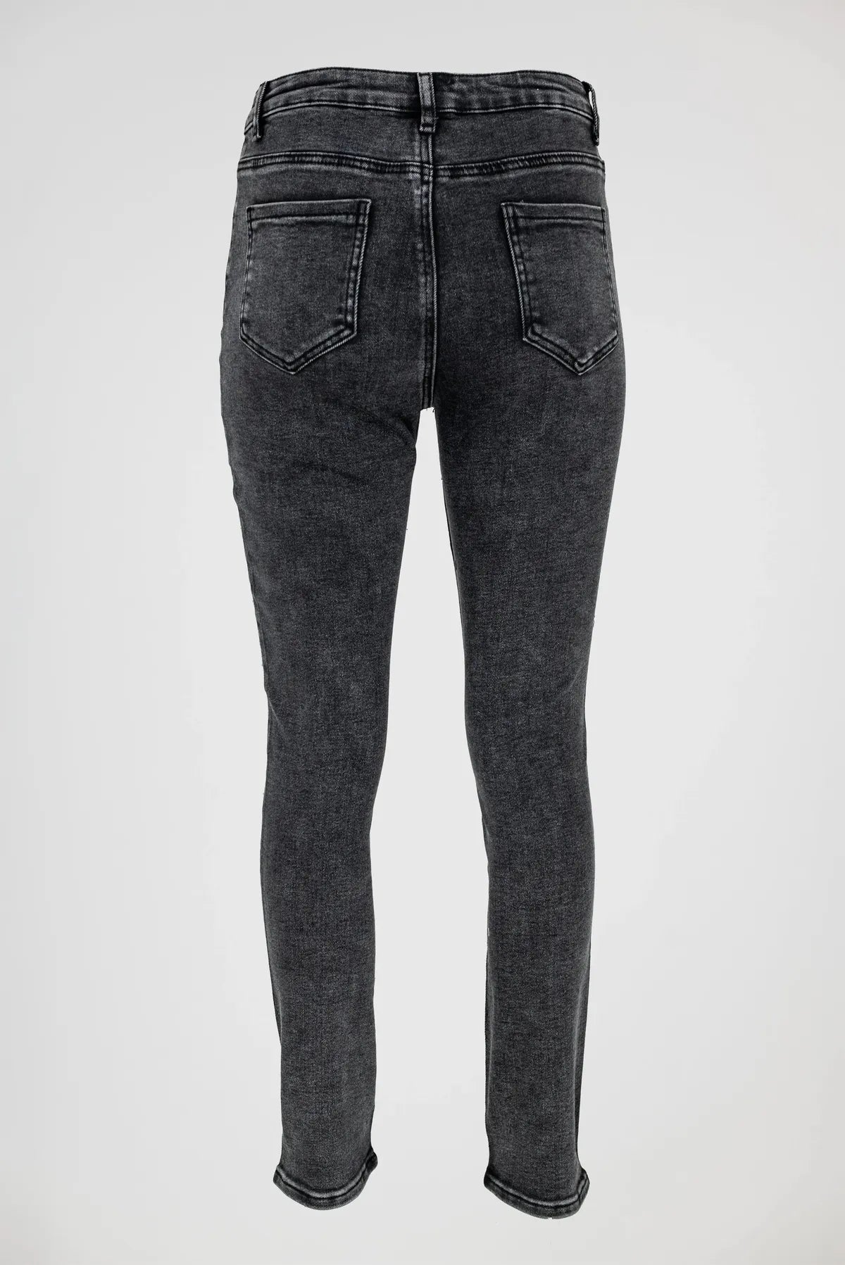 Черни дамски дънки Plus Size с камъни и втален силует – Spark Denim-дънки-6Sense