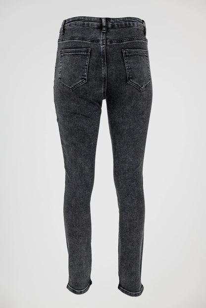 Черни дамски дънки с камъни и втален силует – Spark Denim-дънки-6Sense