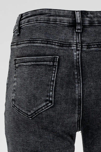 Черни дамски дънки с камъни и втален силует – Spark Denim-дънки-6Sense