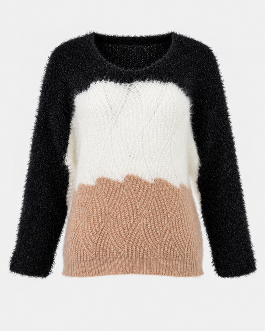 Дамски мохер пуловер трицветен – Tricolor Mohair