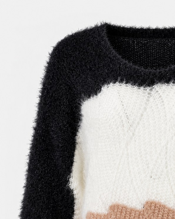 Дамски мохер пуловер трицветен – Tricolor Mohair