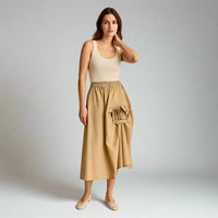 Дамска асиметрична пола - 3D рози в кафяв нюанс | колекция есен-зима 6Sense