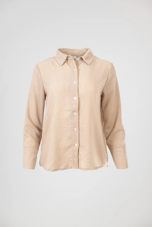 Дамска бежова риза със свободна кройка – Soft Sand Shirt-ризи-6Sense