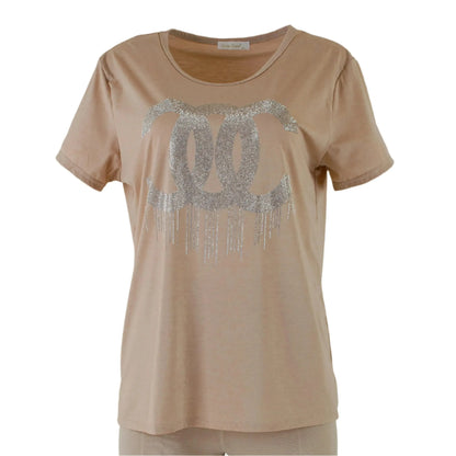 💎 Бежова тениска с блестящ акцент – Urban Luxe